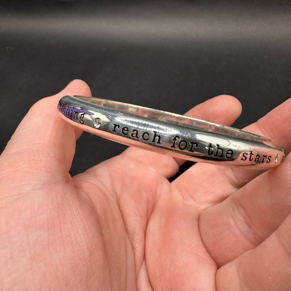 Brighton Bangle Dance Sing Follow Reach Quotes Silver Clear Crystals Bracelet - Picture 5 of 9